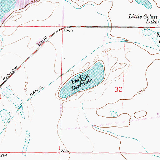 Topographic Map of Phillips Reservoir, WY
