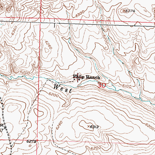 Topographic Map of Philp Ranch, WY