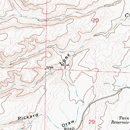Topographic Map of Pickard Draw, WY