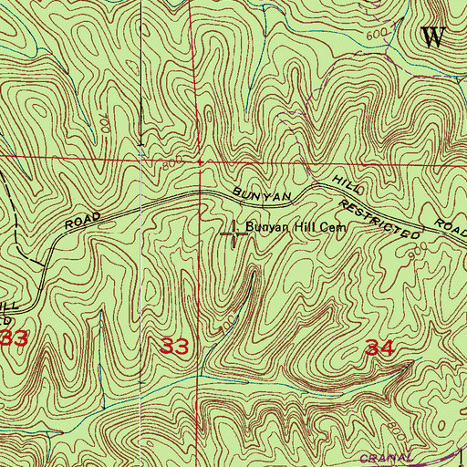 Topographic Map of Bunyan Hill Cemetery, AL