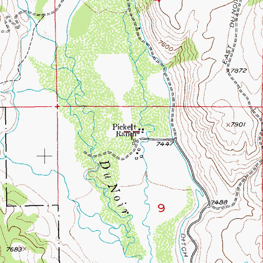 Topographic Map of Pickett Ranch, WY