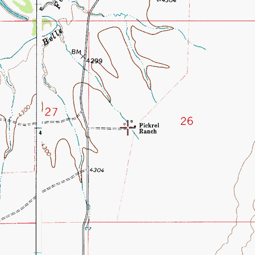 Topographic Map of Pickrel Ranch, WY