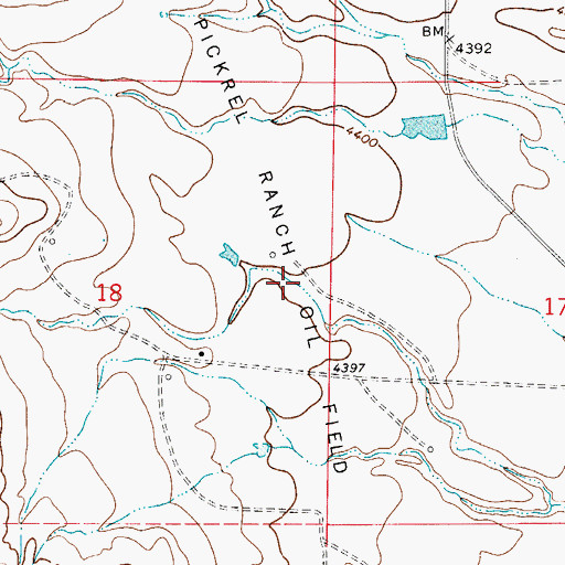 Topographic Map of Pickrel Ranch Oil Field, WY