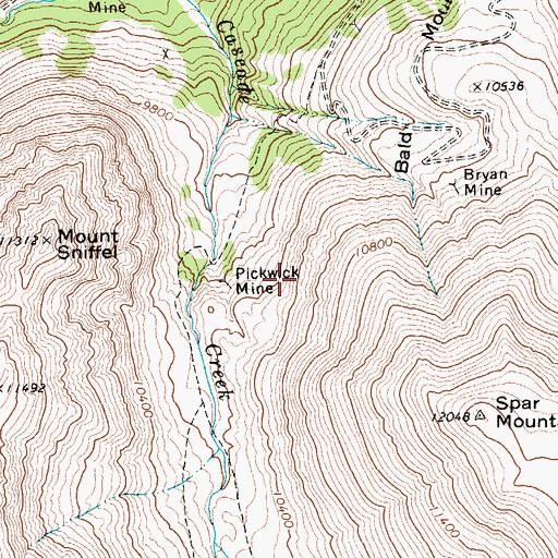 Topographic Map of Pickwick Mine, WY