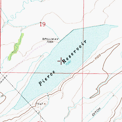 Topographic Map of Pierce Reservoir, WY