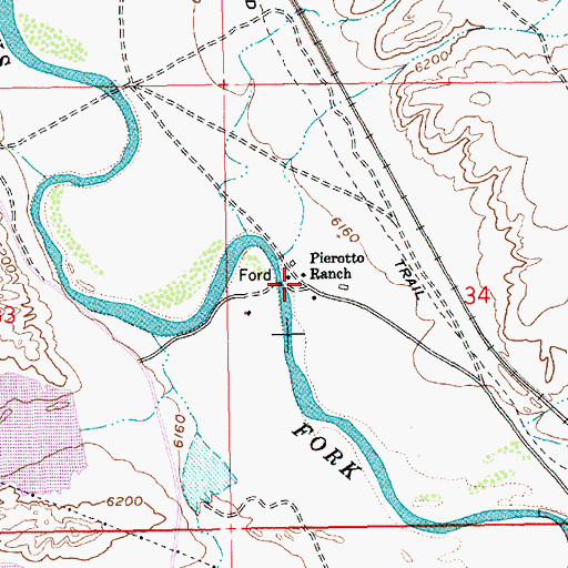 Topographic Map of Pierotto Ranch, WY