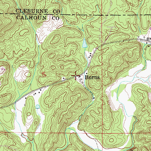 Topographic Map of Burns, AL