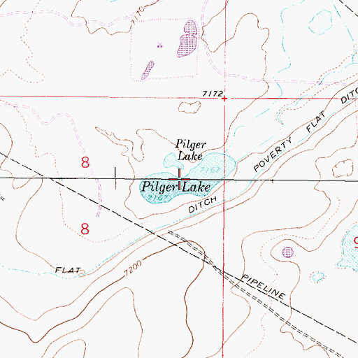 Topographic Map of Pilger Lake, WY