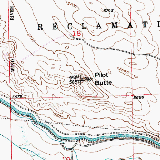 Topographic Map of Pilot Butte, WY
