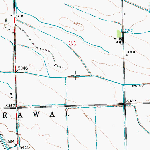 Topographic Map of Pilot Drain, WY