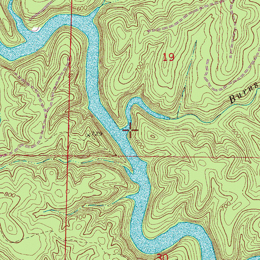 Topographic Map of Burns Branch, AL