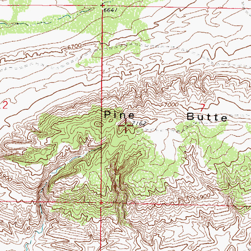 Topographic Map of Pine Butte, WY