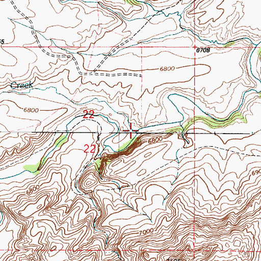 Topographic Map of Pine Creek, WY