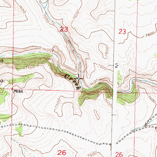 Topographic Map of Pine Creek, WY
