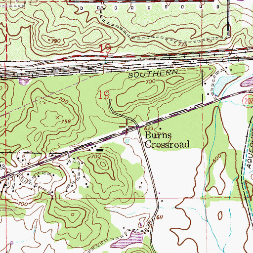 Topographic Map of Burns Crossroad, AL