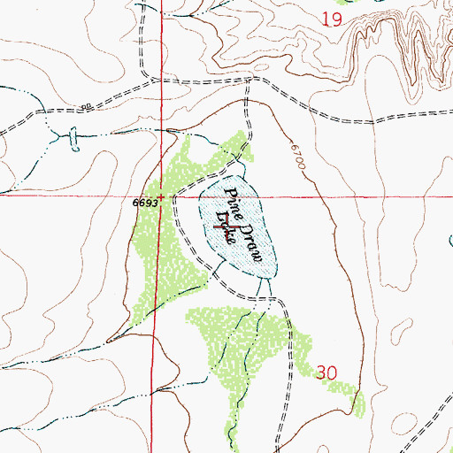 Topographic Map of Pine Draw Lake, WY