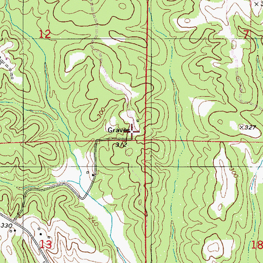 Topographic Map of Burroughs Cemetery, AL