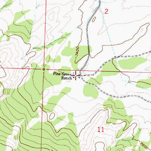 Topographic Map of Pine Grove Ranch, WY
