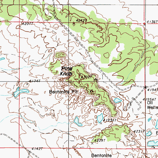 Topographic Map of Pine Knob, WY