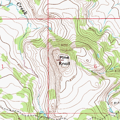 Topographic Map of Pine Knoll, WY