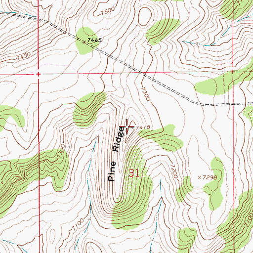 Topographic Map of Pine Ridge, WY