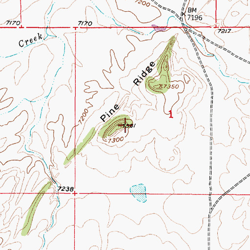 Topographic Map of Pine Ridge, WY