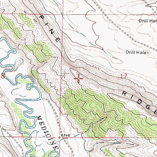 Topographic Map of Pine Ridge, WY