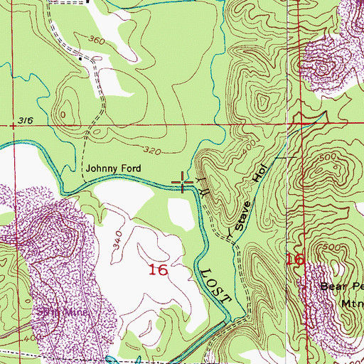 Topographic Map of Burton Creek, AL