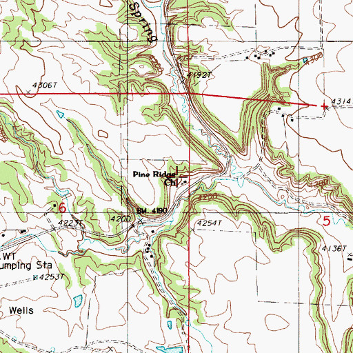 Topographic Map of Pine Ridge Church, WY
