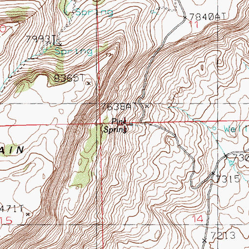 Topographic Map of Pine Spring, WY