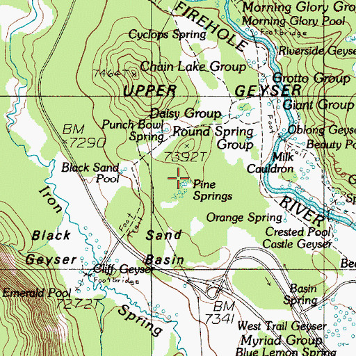 Topographic Map of Pine Springs, WY