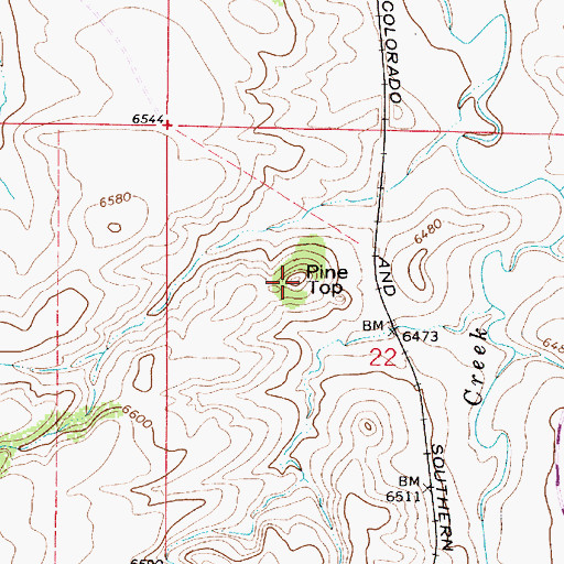 Topographic Map of Pine Top, WY