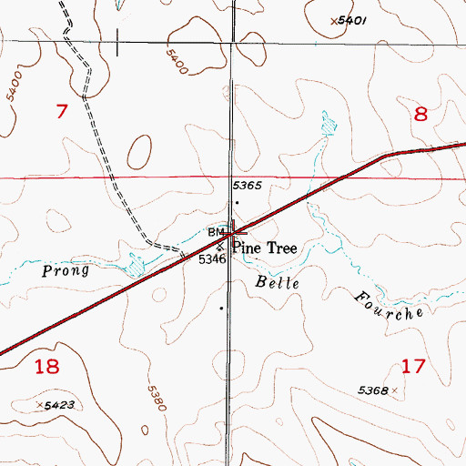 Topographic Map of Pine Tree, WY