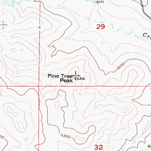 Topographic Map of Pine Tree Peak, WY