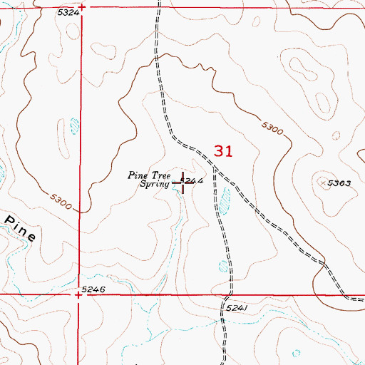 Topographic Map of Pine Tree Spring, WY