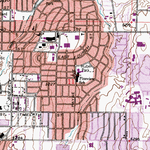 Topographic Map of Pineview Elementary School, WY