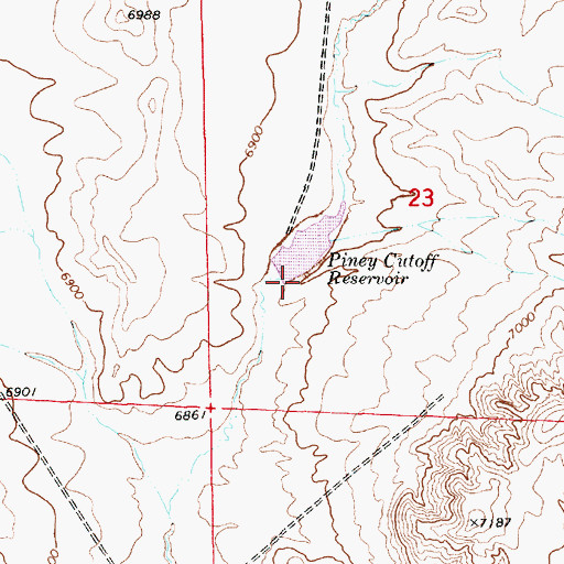 Topographic Map of Piney Cutoff Reservoir, WY