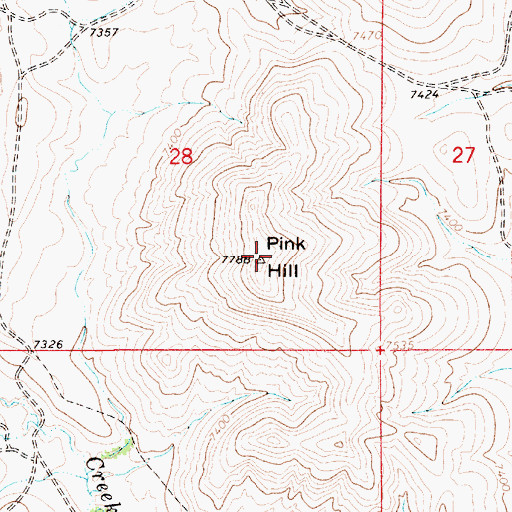 Topographic Map of Pink Hill, WY