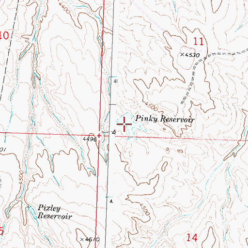Topographic Map of Pinky Reservoir, WY