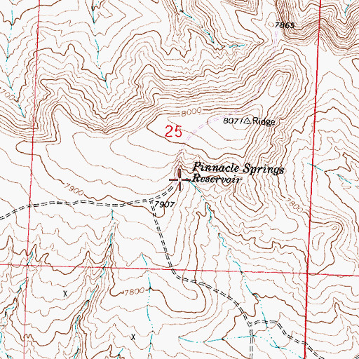 Topographic Map of Pinnacle Springs Reservoir, WY