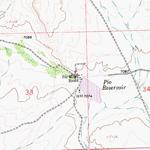 Topographic Map of Pio Moses Ranch, WY