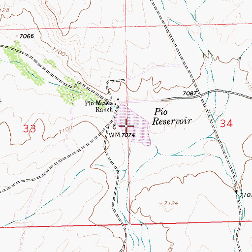Topographic Map of Pio Reservoir, WY