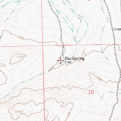 Topographic Map of Pio Spring, WY