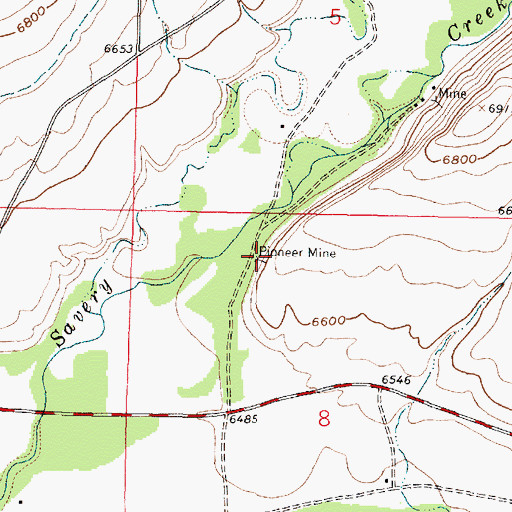Topographic Map of Pioneer Mine, WY
