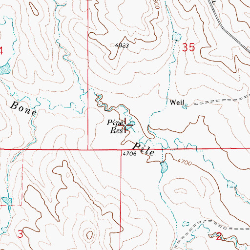 Topographic Map of Pipe Reservoir, WY