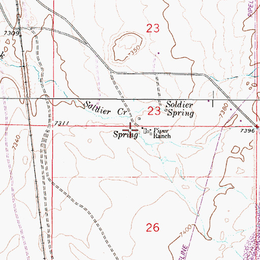 Topographic Map of Piper Ranch, WY