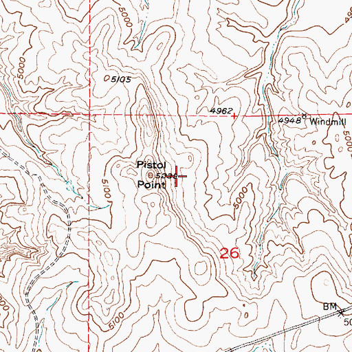 Topographic Map of Pistol Point, WY
