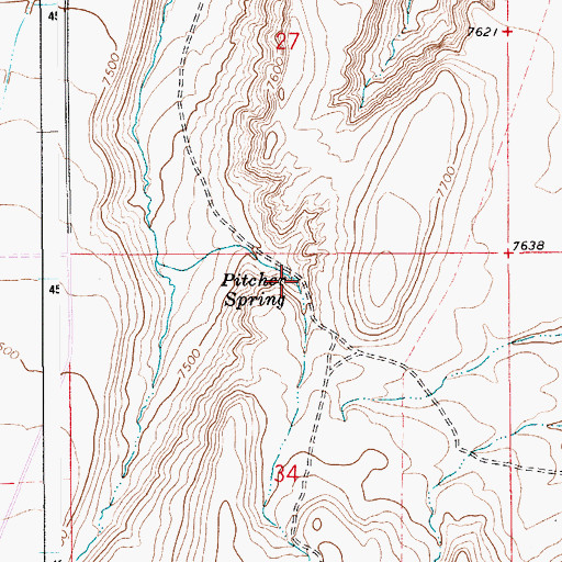 Topographic Map of Pitcher Spring, WY