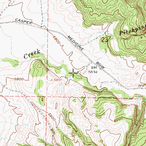 Topographic Map of Pitchpine Creek, WY