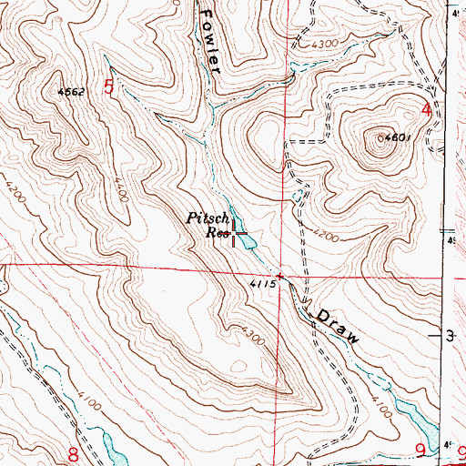 Topographic Map of Pitsch Reservoir, WY